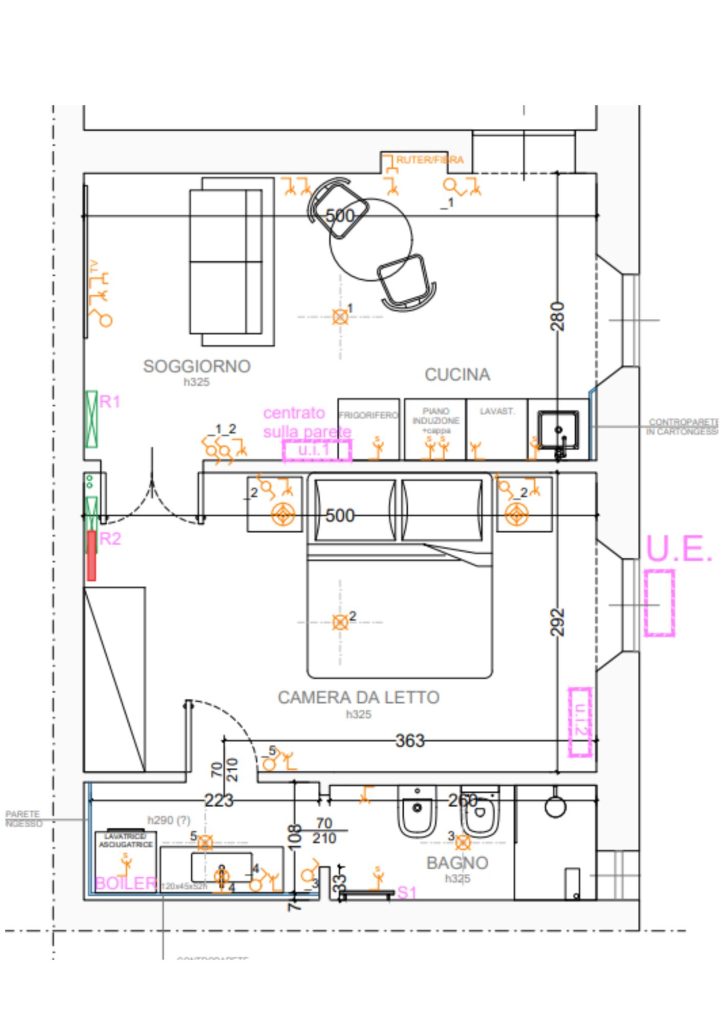 Pianta progetto esecutivo 50 mq Porta Venezia, Milano
