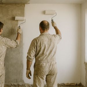 Imbianchini in un appartamento in fase di ristrutturazione