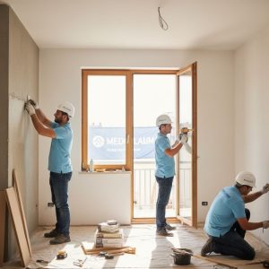 Operai al lavoro durante una ristrutturazione