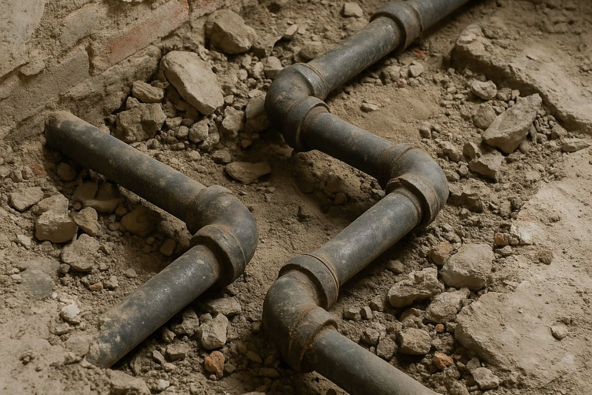 vecchio impianto idraulico tubi ferro ristrutturazione milano