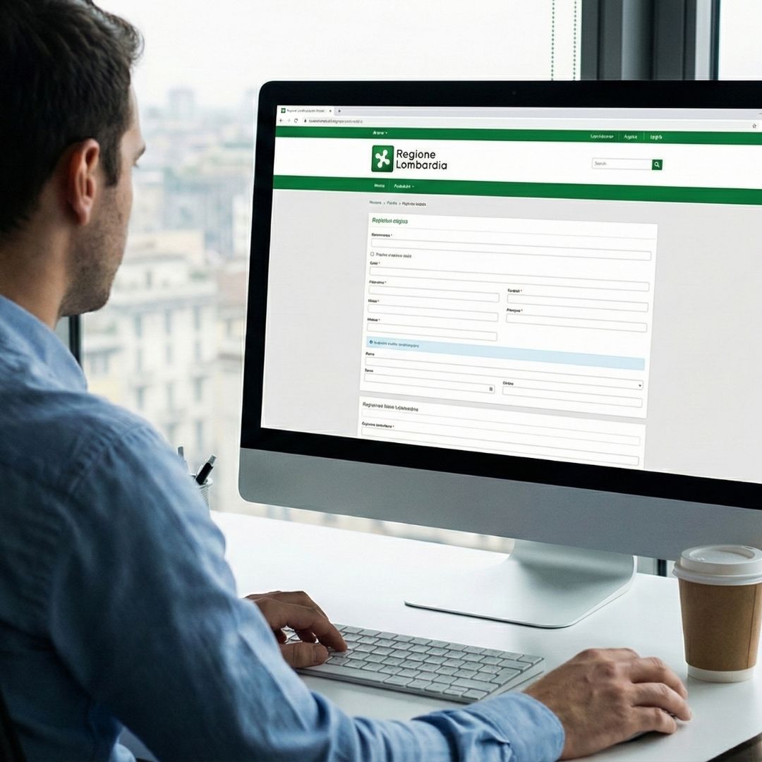 persona al pc compila pratiche CILA a Milano